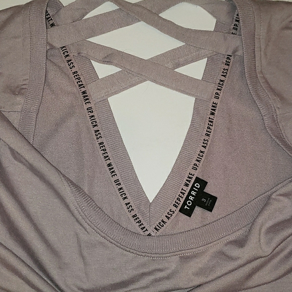 Torrid Plunging Criss Cross Back Activewear Athleisure Purple Sweatshirt 3X - Picture 15 of 16